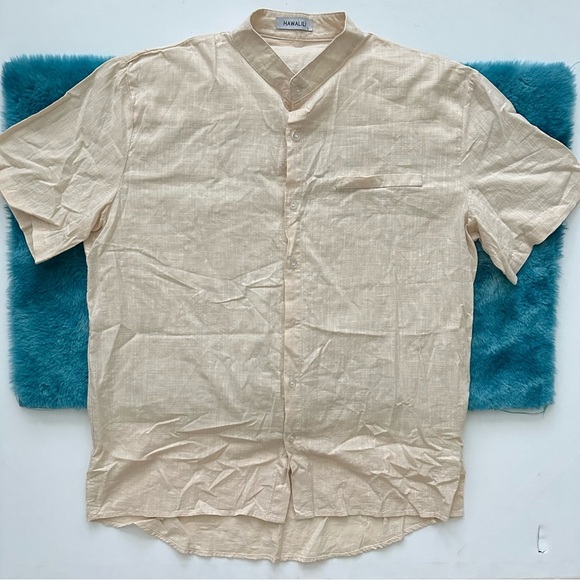 Men’s Short Sleeve Mandarin Collar Shirt Size L - Picture 1 of 11